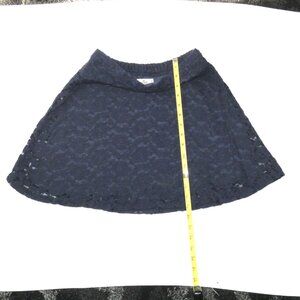Hollister Dark Navy Blue Floral Lace, Lined Skirt, Size M